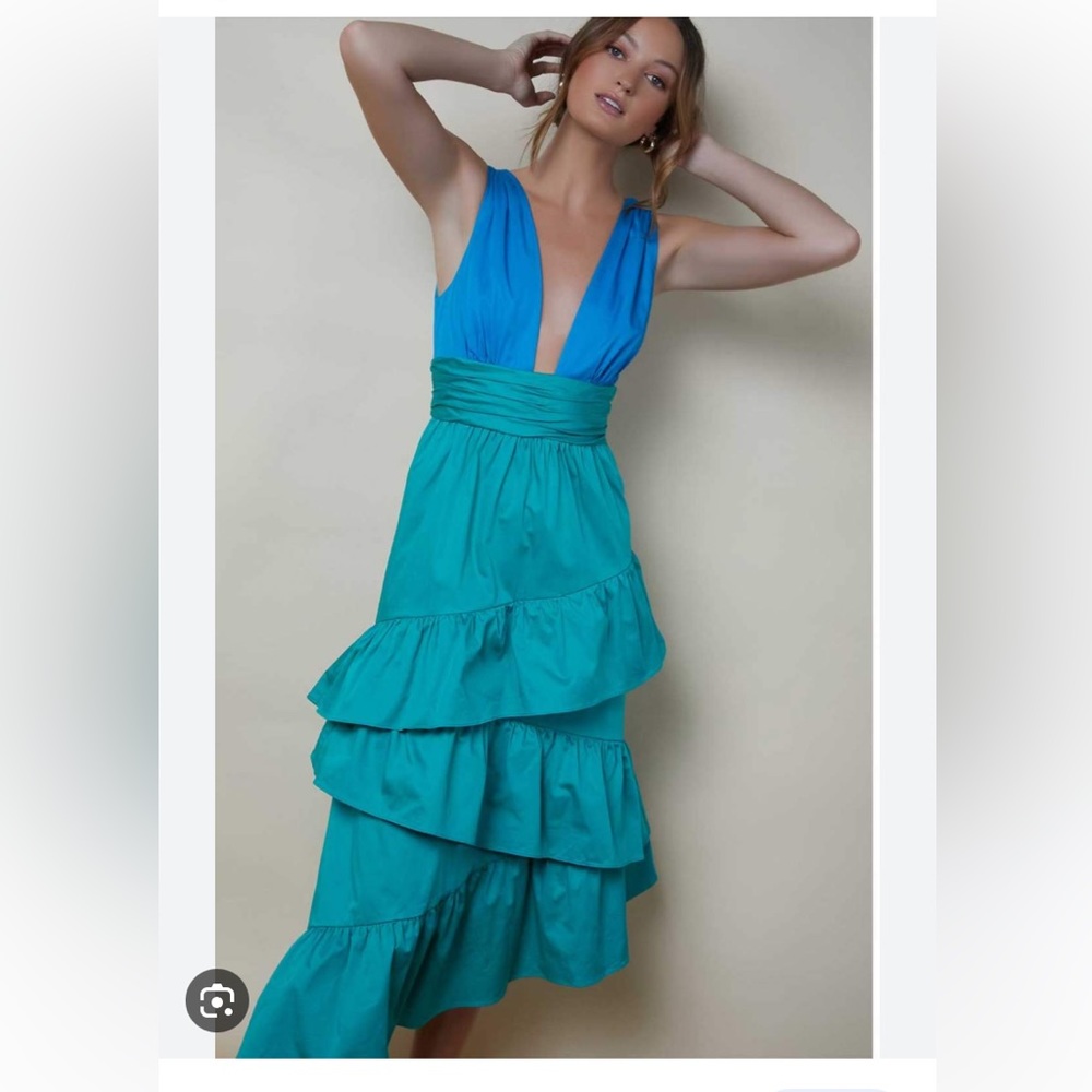 Hutch Misha dress blue and green ruffle 2